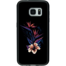 Hülle Samsung Galaxy S7 - Silikon schwarz Dark Flowers