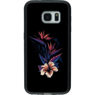 Hülle Samsung Galaxy S7 - Silikon schwarz Dark Flowers