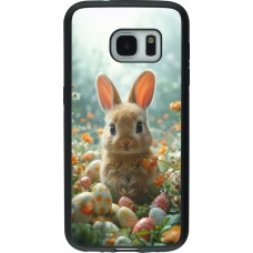 Samsung Galaxy S7 Case Hülle - Silikon schwarz Easter 2026 Rabbit in the garden