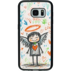 Samsung Galaxy S7 Case Hülle - Silikon schwarz Little Angel Sketch Love