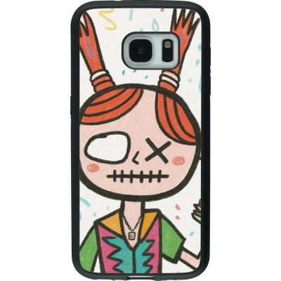 Samsung Galaxy S7 Case Hülle - Silikon schwarz Little Girl Sketch