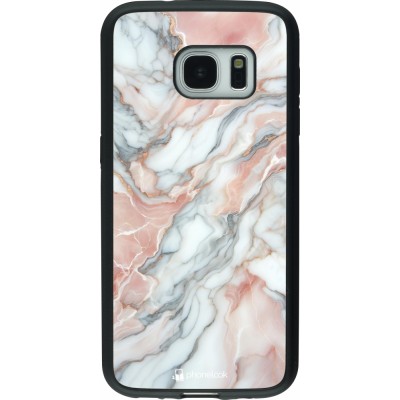 Samsung Galaxy S7 Case Hülle - Silikon schwarz Rosa Leuchtender Marmor