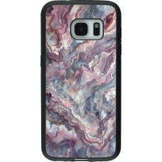 Samsung Galaxy S7 Case Hülle - Silikon schwarz Violetter silberner Marmor