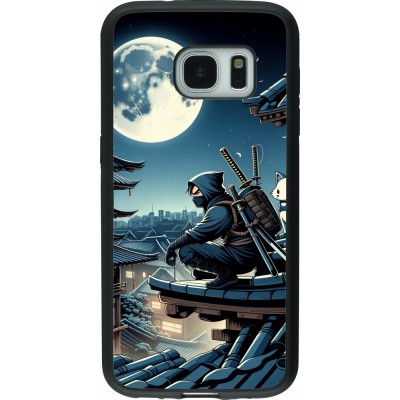 Samsung Galaxy S7 Case Hülle - Silikon schwarz Ninja unter dem Mond