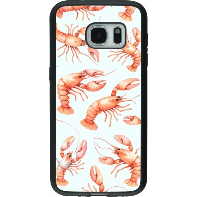 Samsung Galaxy S7 Case Hülle - Silikon schwarz Muster von pastellfarbenen Hummern