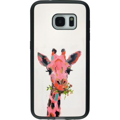 Samsung Galaxy S7 Case Hülle - Silikon schwarz Pink Girafe Paint
