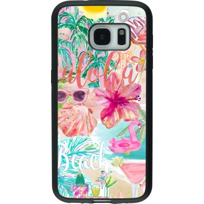Samsung Galaxy S7 Case Hülle - Silikon schwarz Preppy Collage Aloha
