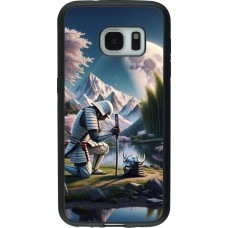 Samsung Galaxy S7 Case Hülle - Silikon schwarz Samurai Katana Mond