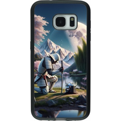 Samsung Galaxy S7 Case Hülle - Silikon schwarz Samurai Katana Mond