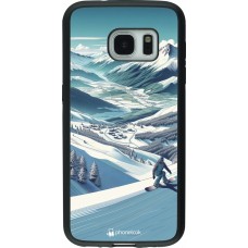 Samsung Galaxy S7 Case Hülle - Silikon schwarz Snowboarder Berg