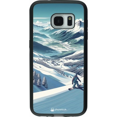 Samsung Galaxy S7 Case Hülle - Silikon schwarz Snowboarder Berg