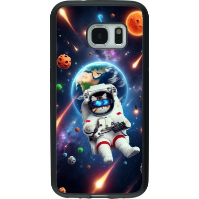 Samsung Galaxy S7 Case Hülle - Silikon schwarz VR SpaceCat Odyssee