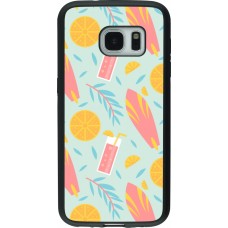 Samsung Galaxy S7 Case Hülle - Silikon schwarz Summer 2025 Pattern citron