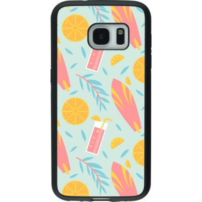 Samsung Galaxy S7 Case Hülle - Silikon schwarz Summer 2025 Pattern citron