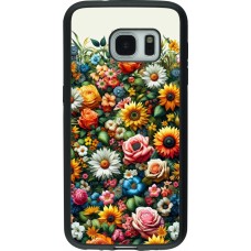 Samsung Galaxy S7 Case Hülle - Silikon schwarz Sommer Blumenmuster