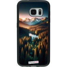 Samsung Galaxy S7 Case Hülle - Silikon schwarz Sonnenuntergang Waldsee