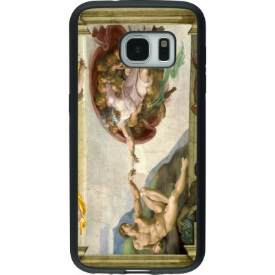 Samsung Galaxy S7 Case Hülle - Silikon schwarz Kunstbild - Die Erschaffung Adams - Michelangelo