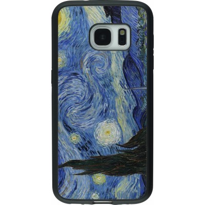 Samsung Galaxy S7 Case Hülle - Silikon schwarz Kunstbild - Sternennacht - Van Gogh