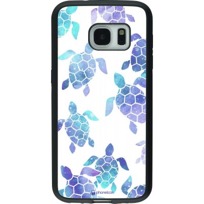Hülle Samsung Galaxy S7 - Silikon schwarz Turtles pattern watercolor