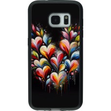 Samsung Galaxy S7 Case Hülle - Silikon schwarz Valentin 2024 Schwarzes Herz Abstrakt