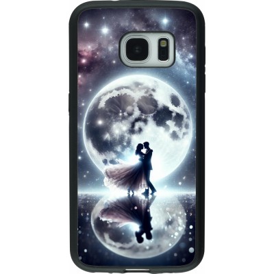 Samsung Galaxy S7 Case Hülle - Silikon schwarz Valentin 2024 Liebe unter dem Mond