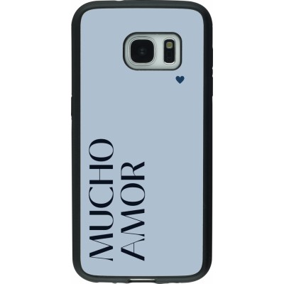 Samsung Galaxy S7 Case Hülle - Silikon schwarz Valentine 2024 mucho amor azul
