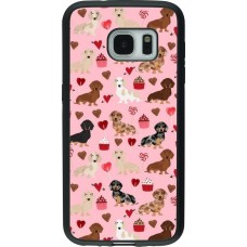 Samsung Galaxy S7 Case Hülle - Silikon schwarz Valentine 2024 puppy love