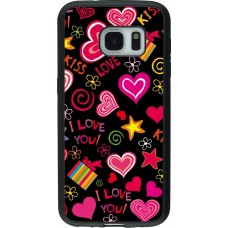 Samsung Galaxy S7 Case Hülle - Silikon schwarz Valentine 2023 love symbols