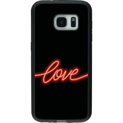 Samsung Galaxy S7 Case Hülle - Silikon schwarz Valentine 2023 neon love