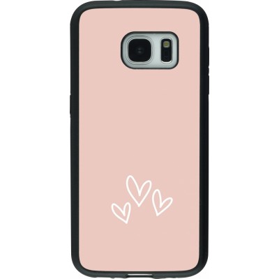 Samsung Galaxy S7 Case Hülle - Silikon schwarz Valentine 2023 three minimalist hearts