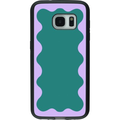Samsung Galaxy S7 Case Hülle - Silikon schwarz Wavy Rectangle Green Purple