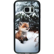 Samsung Galaxy S7 Case Hülle - Silikon schwarz Weihnachten 2023 Fuechslein Tanne