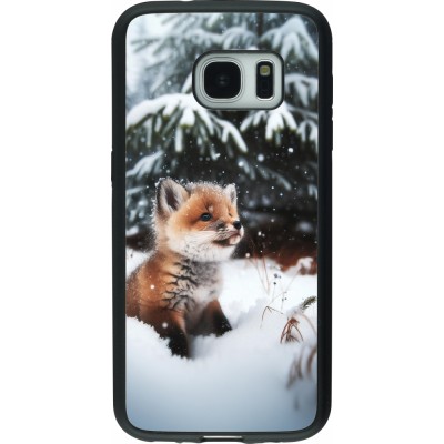 Samsung Galaxy S7 Case Hülle - Silikon schwarz Weihnachten 2023 Fuechslein Tanne