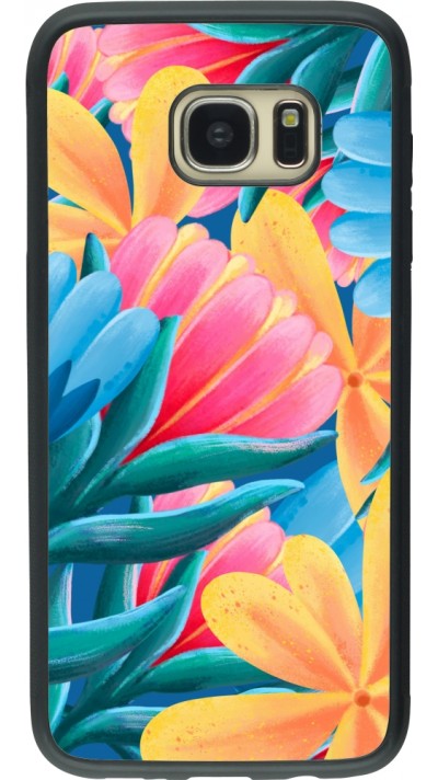 Samsung Galaxy S7 edge Case Hülle - Silikon schwarz Spring 23 colorful flowers