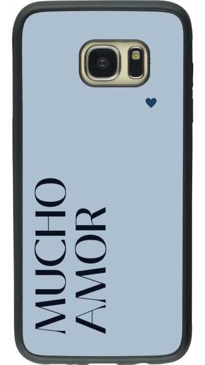 Samsung Galaxy S7 edge Case Hülle - Silikon schwarz Valentine 2024 mucho amor azul