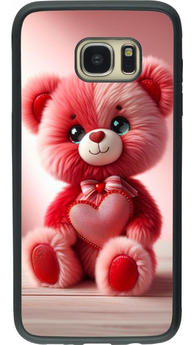 Samsung Galaxy S7 edge Case Hülle - Silikon schwarz Valentin 2024 Rosaroter Teddybär