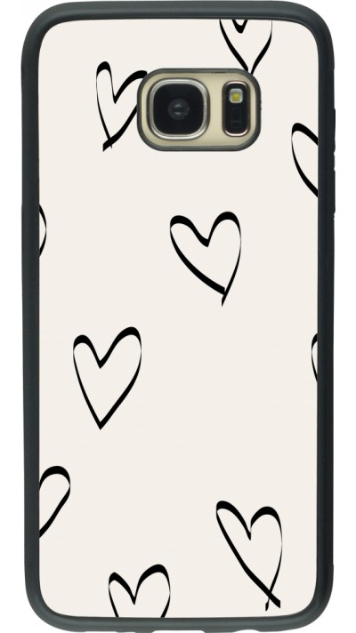 Samsung Galaxy S7 edge Case Hülle - Silikon schwarz Valentine 2023 minimalist hearts