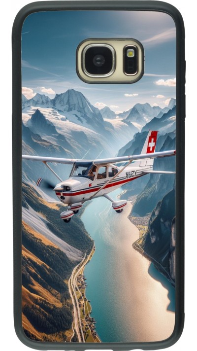 Samsung Galaxy S7 edge Case Hülle - Silikon schwarz Schweizer Alpenflug
