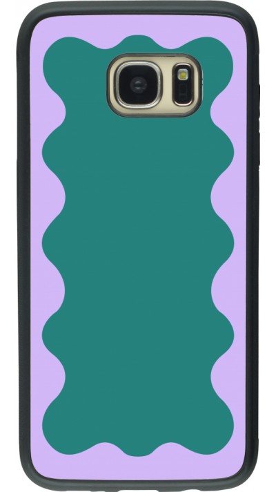 Samsung Galaxy S7 edge Case Hülle - Silikon schwarz Wavy Rectangle Green Purple