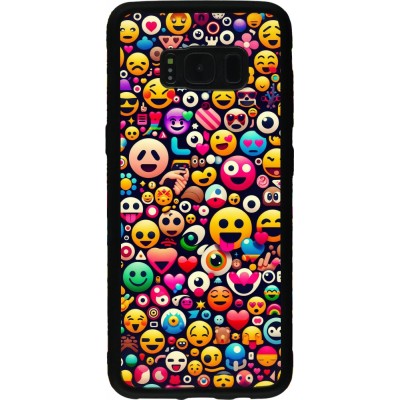 Samsung Galaxy S8 Case Hülle - Silikon schwarz Emoji Mix Farbe