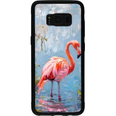 Samsung Galaxy S8 Case Hülle - Silikon schwarz Paint Flamingo