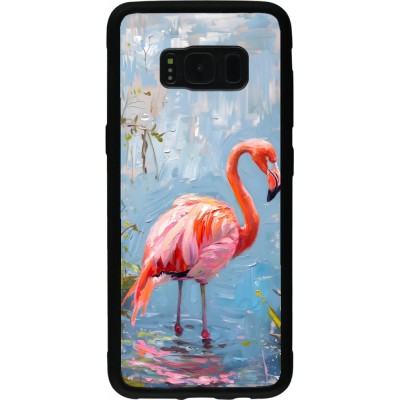 Samsung Galaxy S8 Case Hülle - Silikon schwarz Paint Flamingo