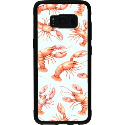 Samsung Galaxy S8 Case Hülle - Silikon schwarz Muster von pastellfarbenen Hummern