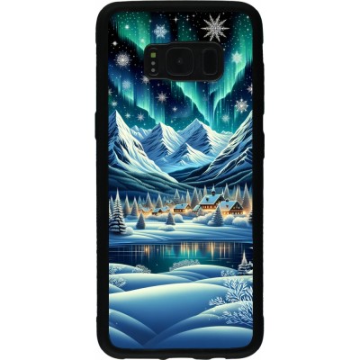 Samsung Galaxy S8 Case Hülle - Silikon schwarz Verschneites Bergdorf am See in der Nacht