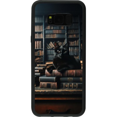 Samsung Galaxy S8+ Case Hülle - Silikon schwarz Katze Bücher dunkel