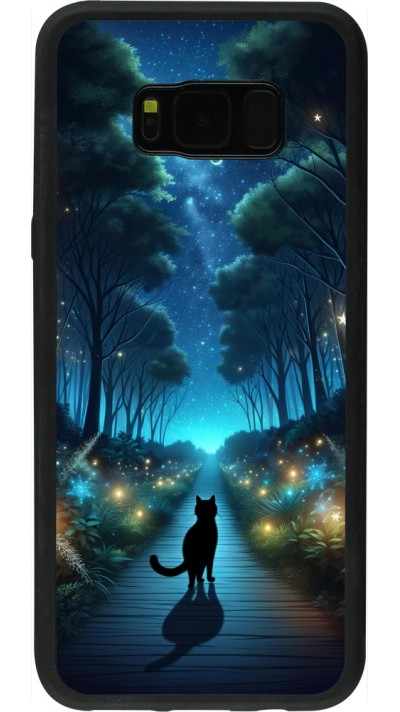 Samsung Galaxy S8+ Case Hülle - Silikon schwarz Schwarze Katze Spaziergang