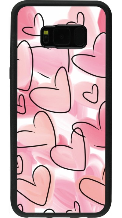 Samsung Galaxy S8+ Case Hülle - Silikon schwarz Easter 2023 pink hearts