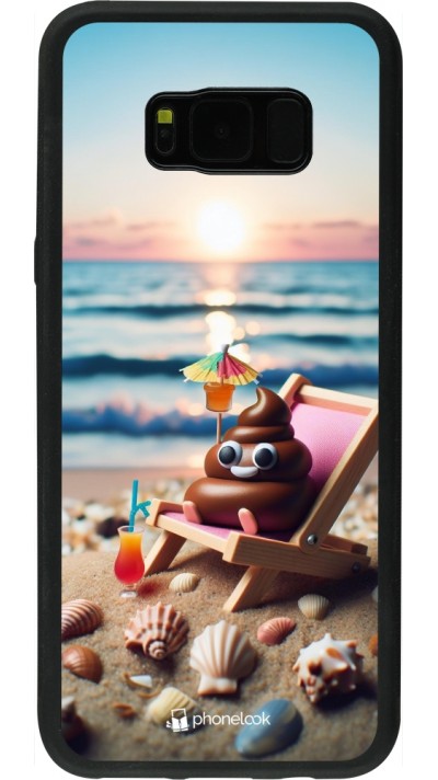 Samsung Galaxy S8+ Case Hülle - Silikon schwarz Kackhaufen Emoji auf Liegestuhl