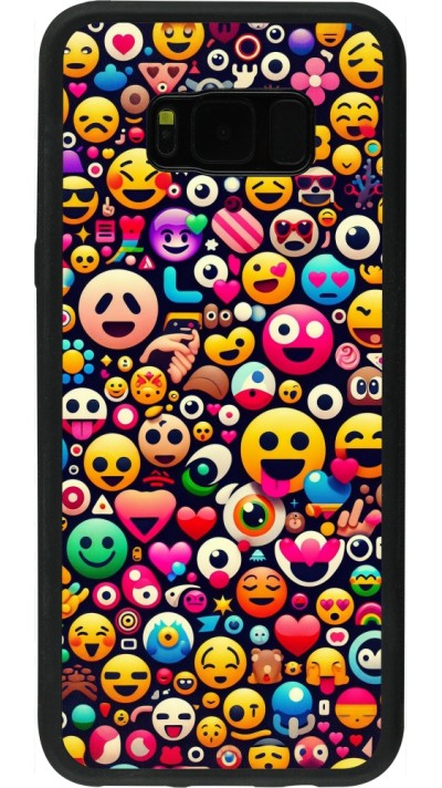 Samsung Galaxy S8+ Case Hülle - Silikon schwarz Emoji Mix Farbe