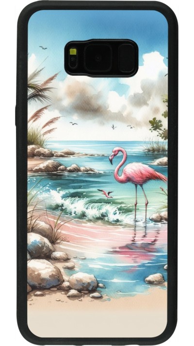 Samsung Galaxy S8+ Case Hülle - Silikon schwarz Flamingo Aquarell